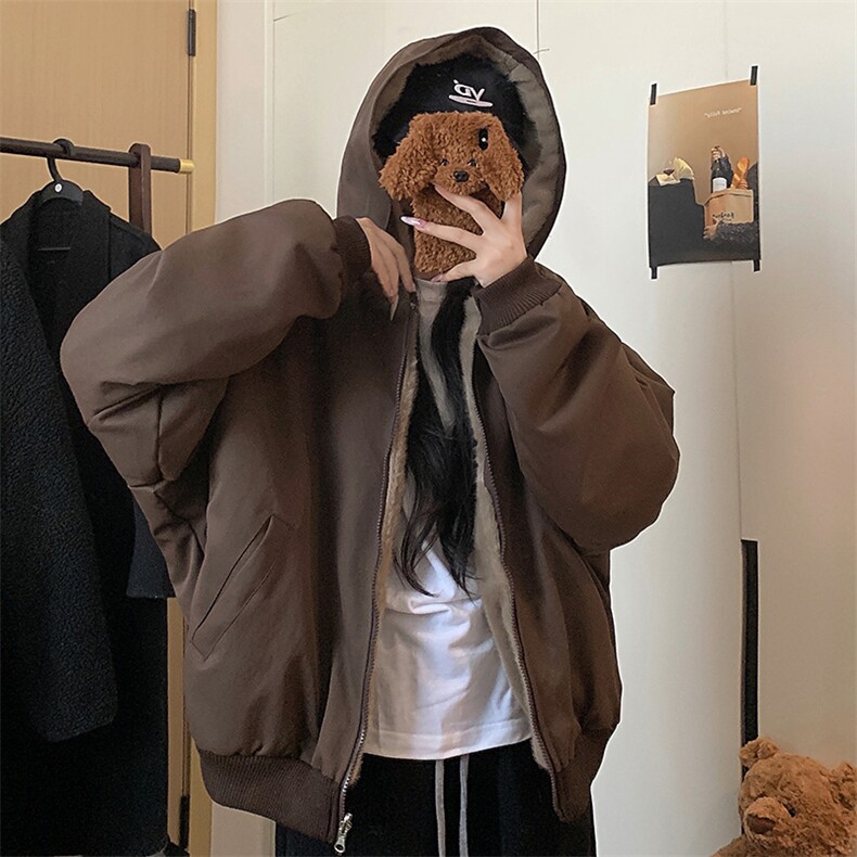 两面穿现货重磅短款座山雕棉衣男女双面穿毛毛绒棉服加厚外套，男装棉衣，电商A486