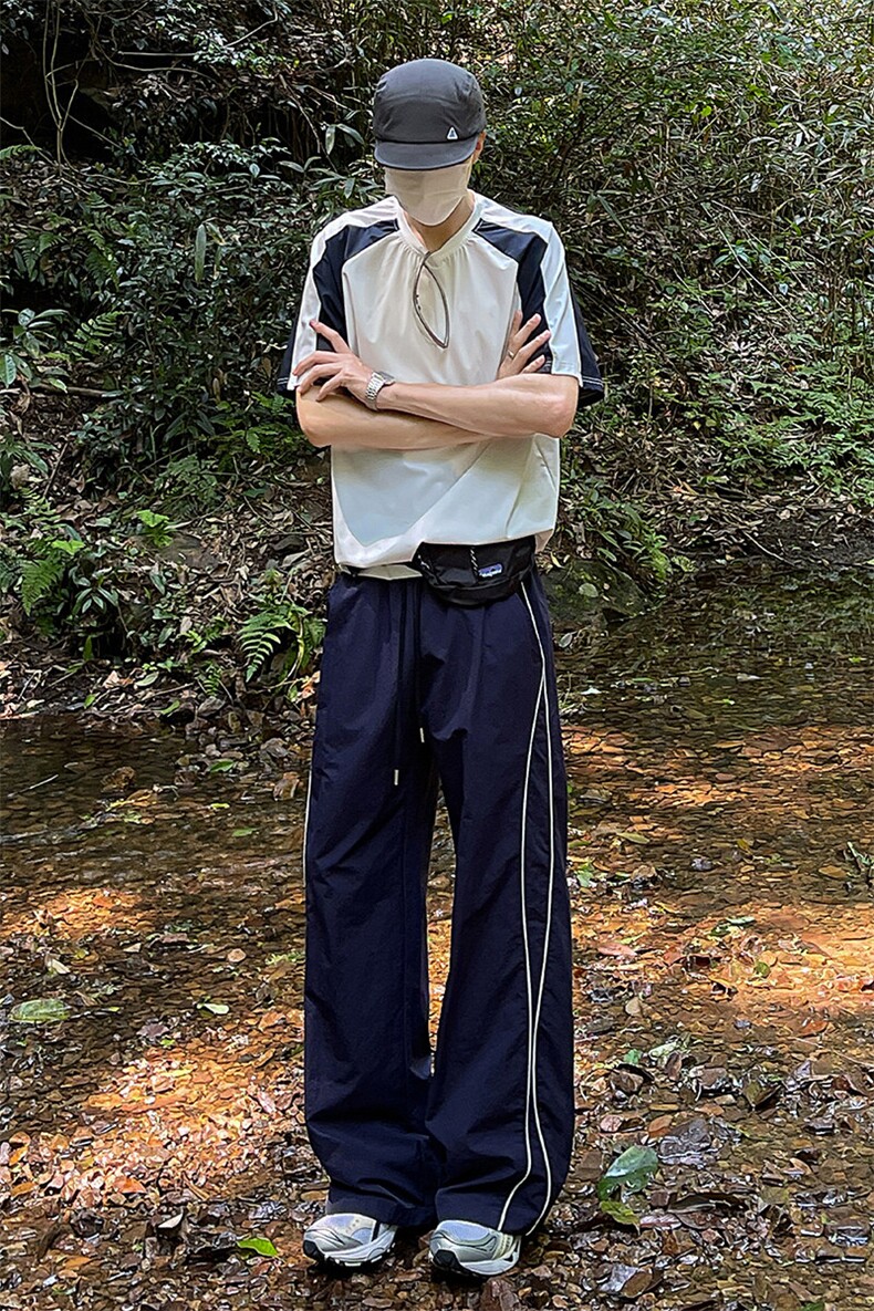 高街慵懒风韩版伞兵裤日系文艺宽松简约复古时尚长裤K702TP45,男装休闲裤,电商A102B
