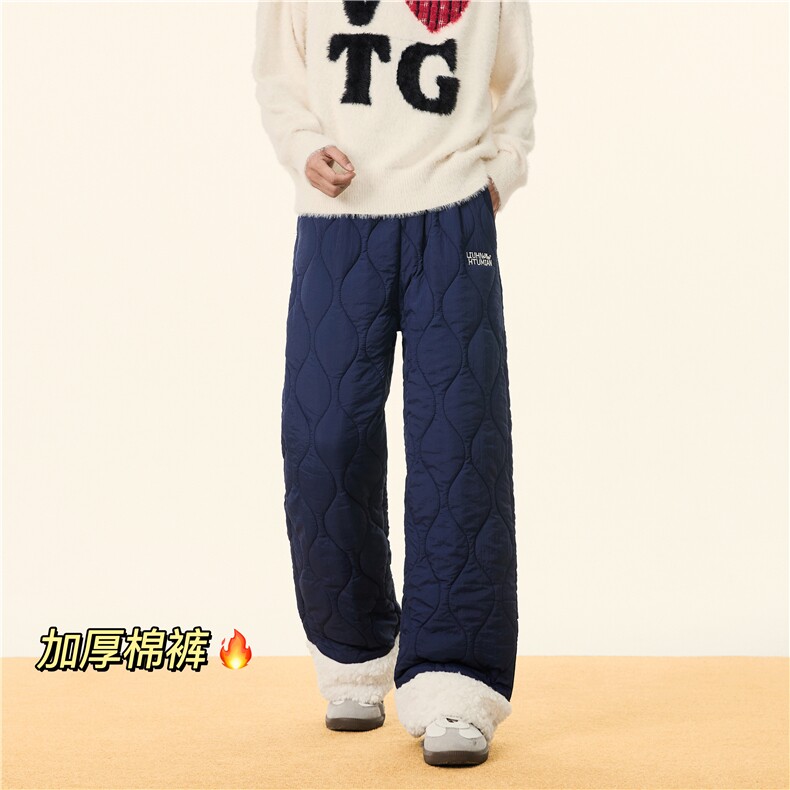 2025冬季加厚保暖拼接羊羔绒情侣宽松多色棉裤B313-K877-p65控88，男装棉裤，电商B313