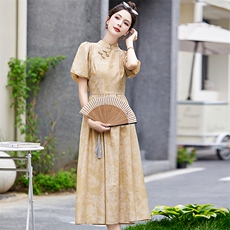 现货！！2024夏季新款时尚优雅复古范印花连衣裙，女装连衣裙，魅影