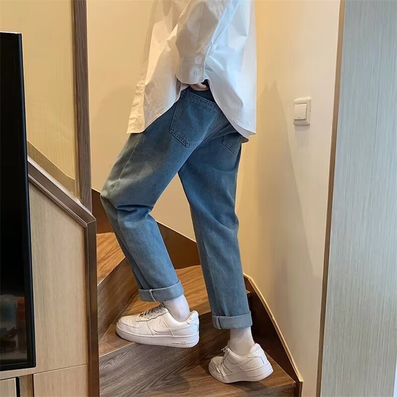 美式高街牛仔裤男款宽松直筒裤子男休闲百搭阔腿长裤,男装牛仔裤,星座410-6（原星座1304-1）