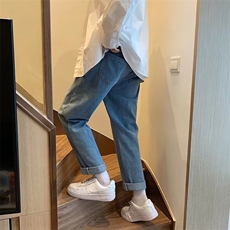美式高街牛仔裤男款宽松直筒裤子男休闲百搭阔腿长裤，男装牛仔裤，星座410-6（原星座1304-1）