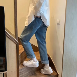 美式高街牛仔裤男款宽松直筒裤子男休闲百搭阔腿长裤
