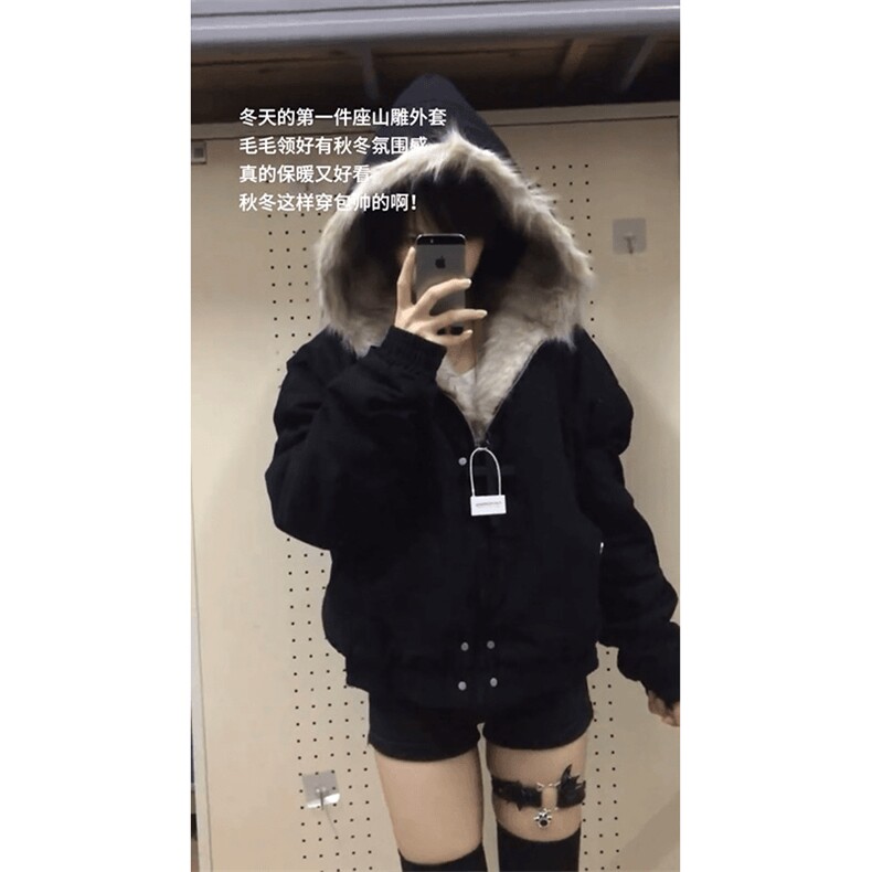 现货高品质美式高街冬季重磅硬挺短款座山雕毛领棉衣男女加厚外套，男装棉衣，电商A486