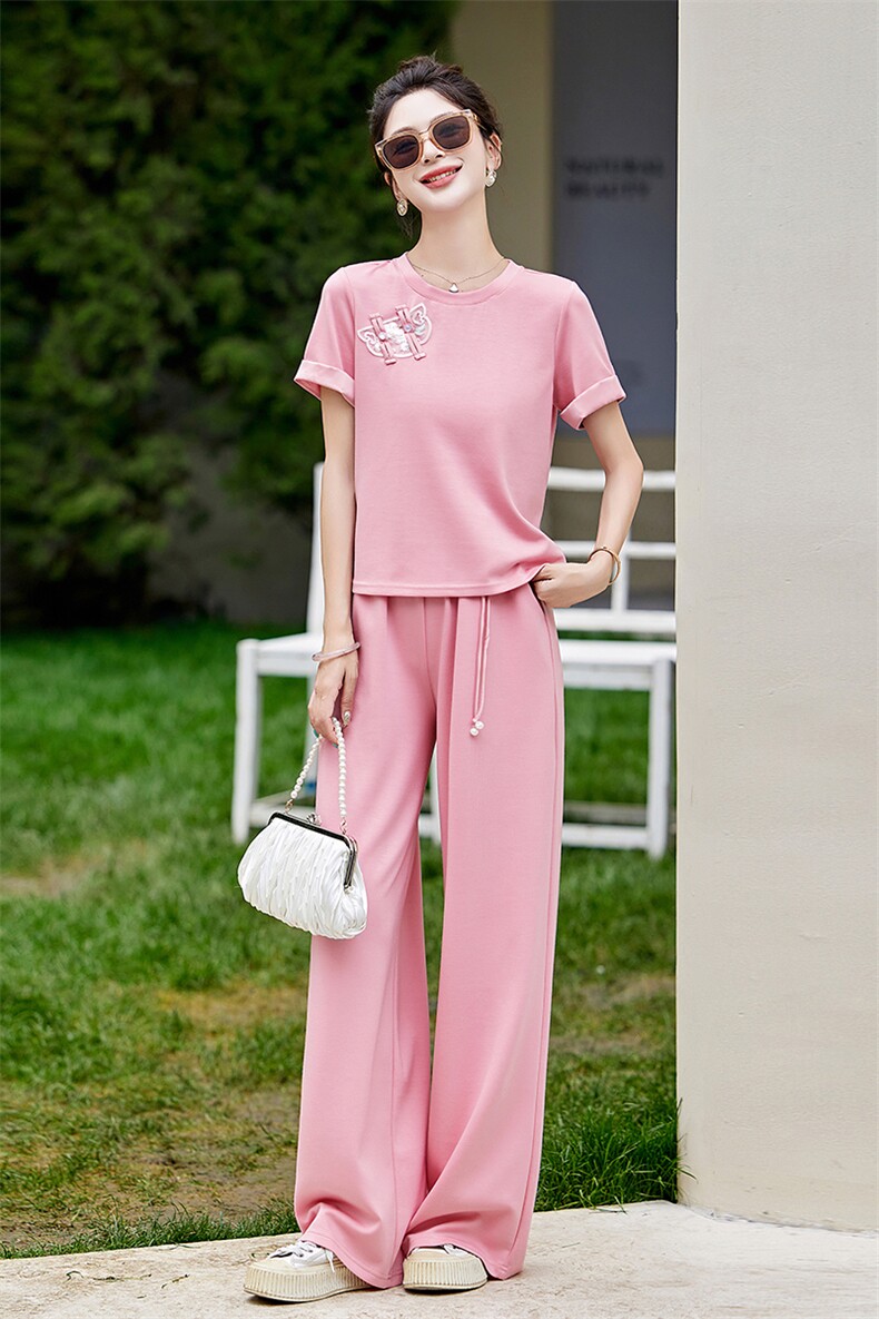 时尚天丝套装女夏新款宽松显瘦两件套休闲运动服,女装套装/套裙,灵力轩