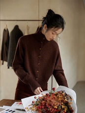 时尚女士羊毛开衫纯色高领设计舒适保暖显瘦百搭，女装羊毛衫，千御纺羊绒