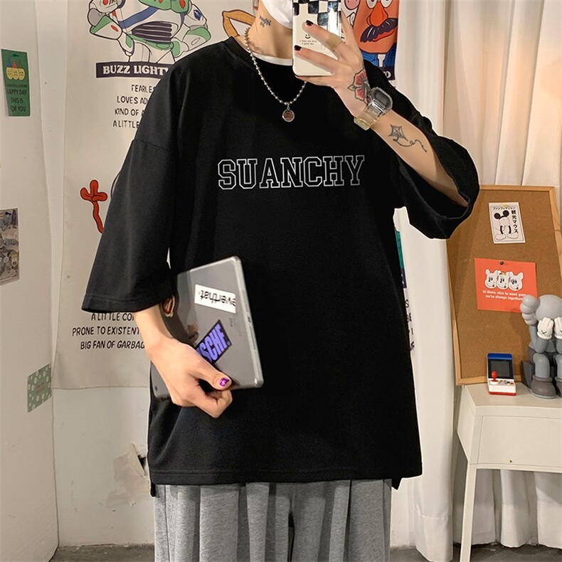 Q11229-P30春夏季七分袖t恤男大码五分袖男短袖中袖,男装T恤,电商A040