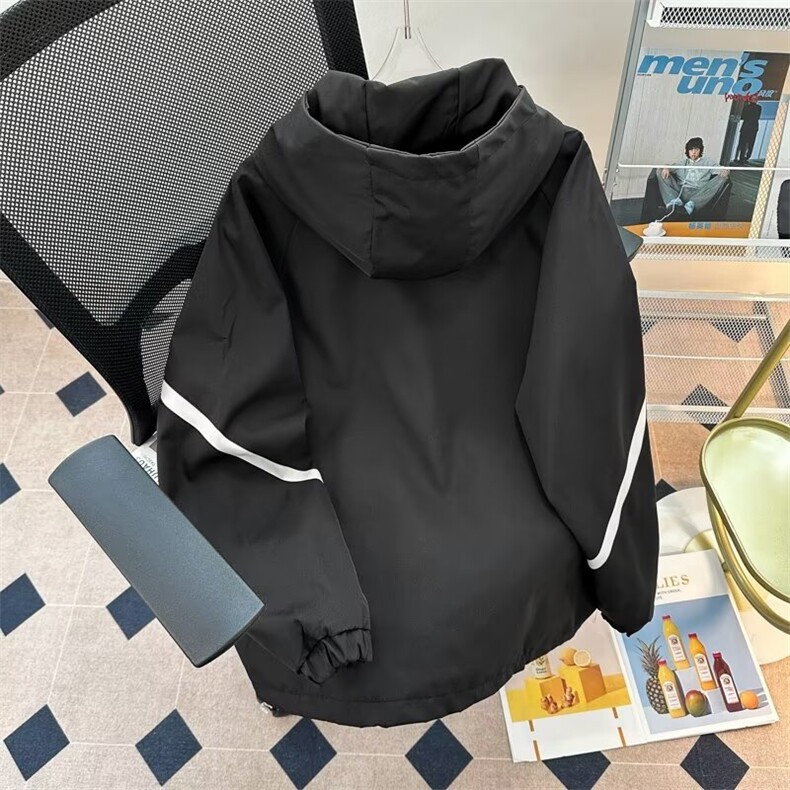 春秋条纹秋季潮牌连帽工装外套男拼接夹克常规款外穿274/P77,男装夹克,星座506B