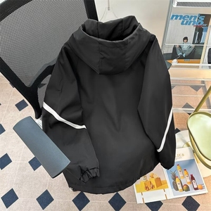 春秋条纹秋季潮牌连帽工装外套男拼接夹克常规款外穿274/P77图片