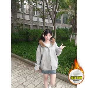 480G重磅加绒硬挺boxy秋冬美式高街超大毛领座山雕连帽卫衣厚外套图片