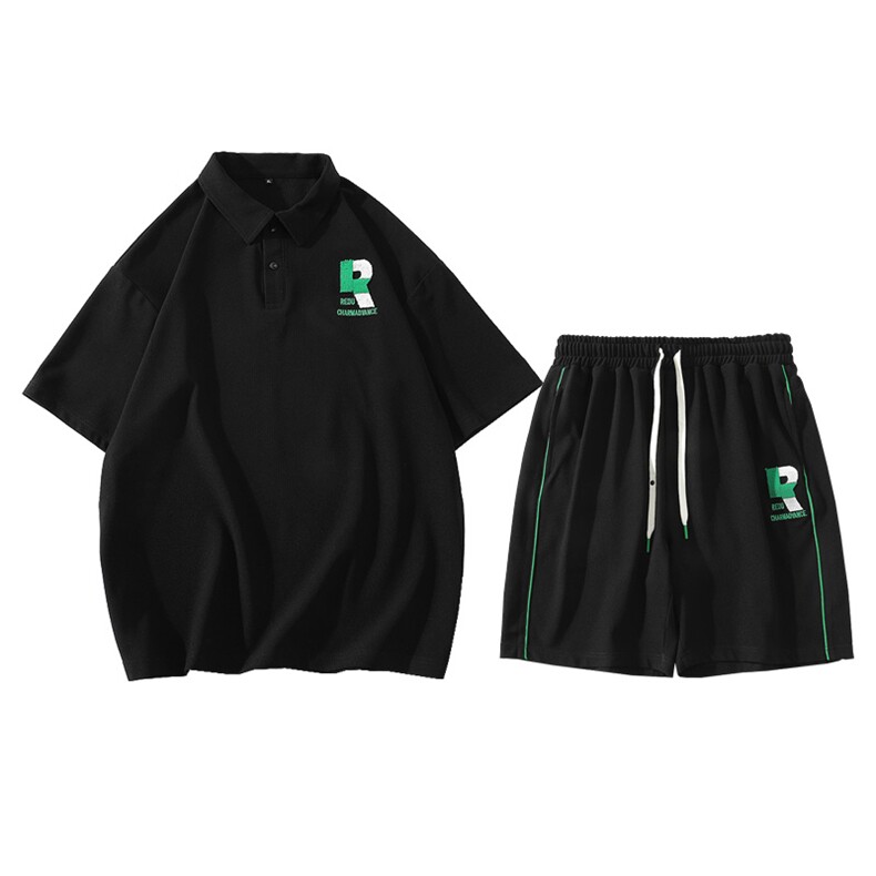 夏款青少年运动半袖套装刺绣印花翻领Polo衫男女6631-P70控价98,男装Polo衫,电商A441-1