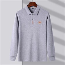 翻领t恤男长袖秋季纯棉上衣秋装上衣中年秋衣打底衫2023新款，男装T恤，电商B212（原钱塘6029）