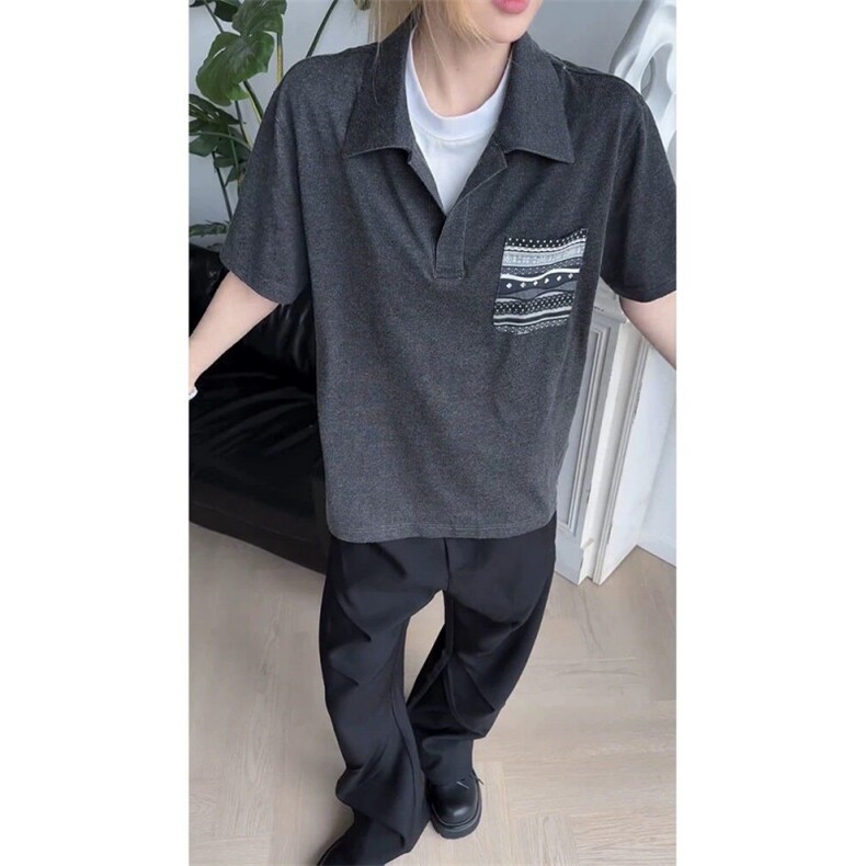 XZ1005-1-TTH430-P58费尔岛海鸥领假两件短袖polo衫正肩t恤半袖,男装Polo衫,星座1005-1