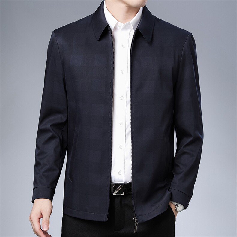 爸爸装秋冬外套中年男士夹克冬季中老年男装翻领茄克衫休闲衣服,男装夹克,钱塘6003（原4033）