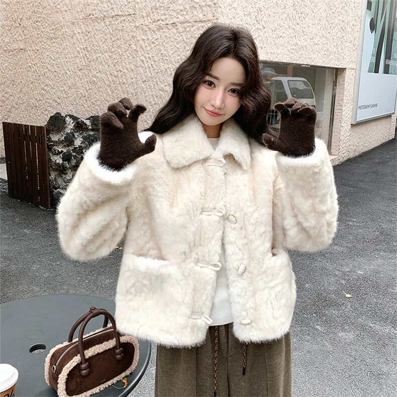 【新品】柔软亲肤高级感皮毛一体外套女5163-P195-K288,女装皮草,2C126