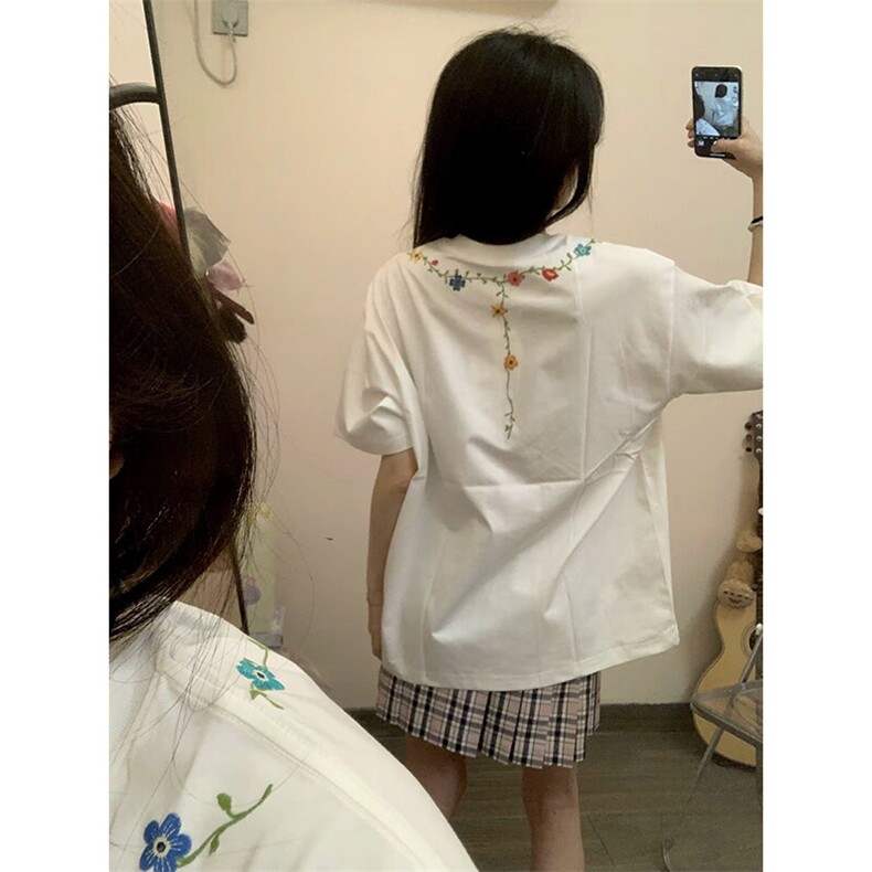 万针全刺绣工艺抖音得物高品质260克重磅纯棉双纱美式高街短袖T恤,男装T恤,电商A486