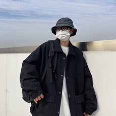 2025年春季日系复古翻领工装夹克外套男士原宿风宽松休闲外套，男装夹克，星座1210-1