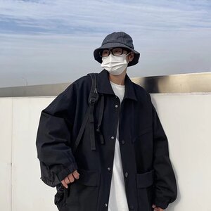 2025年春季日系复古翻领工装夹克外套男士原宿风宽松休闲外套图片