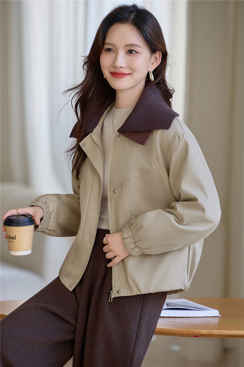现货!2025年冬季时尚双层大翻领加厚加绒宽松棉外套,女装棉衣/棉服,依恋蒂丝