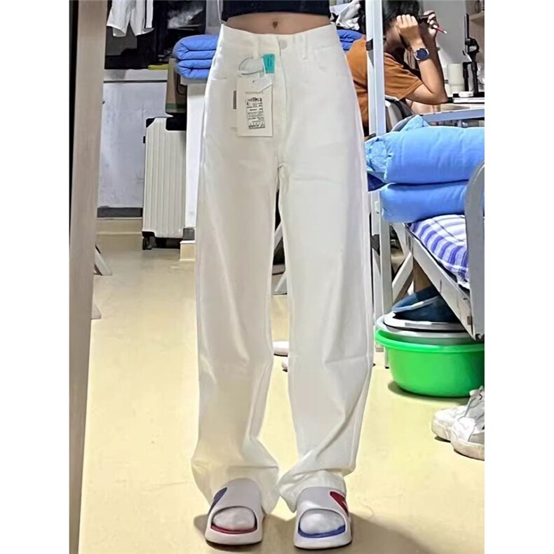 加绒加厚白色垂感阔腿牛仔裤女秋冬季新款高腰显瘦直筒拖地长裤,男装牛仔裤,星座506A