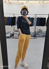 【现货】彩色坑条打底衫+卫裤套装，女装休闲裤，依鼎衣典