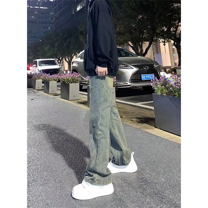 自家图，黄泥牛仔裤男秋冬设计感微喇cleanfit裤子-KZA45-P65,男装牛仔裤,星座1007（原301D）