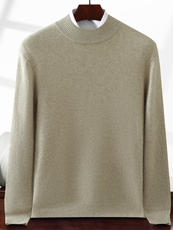 2025年秋季新款男士七针半高领加厚针织毛衣时尚通勤，男装针织衫/毛衣，绒创羊绒