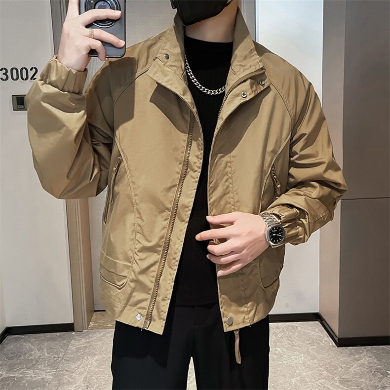 工装外套男新款潮流短款夹克衣服男士春秋款上衣图片