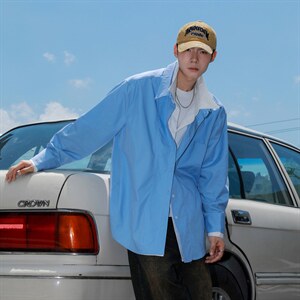 2026港风假两件大码M-5XL情侣男女潮长袖衬衫男CS77859P48控98，男装衬衫，星座227-7