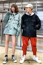 709-JK32-P9520秋款港风大口袋工装外套情侣宽松休闲连帽夹克，男装夹克，星座709