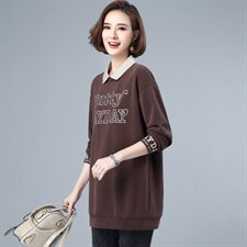 2021年春季潮时尚假两件卫衣女中长款韩版宽松百搭打底衫女棉，女装卫衣/绒衫，简韵佳
