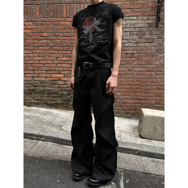 气质百搭时尚ins新款日系流行原宿褶皱西裤潮流文艺慵懒简约X826,男装西裤,星座516A