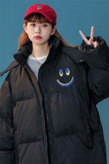 中性风22冬季简约笑脸印花连帽面包服棉服宽松棉衣MY202P115控148，男装棉衣，A247A