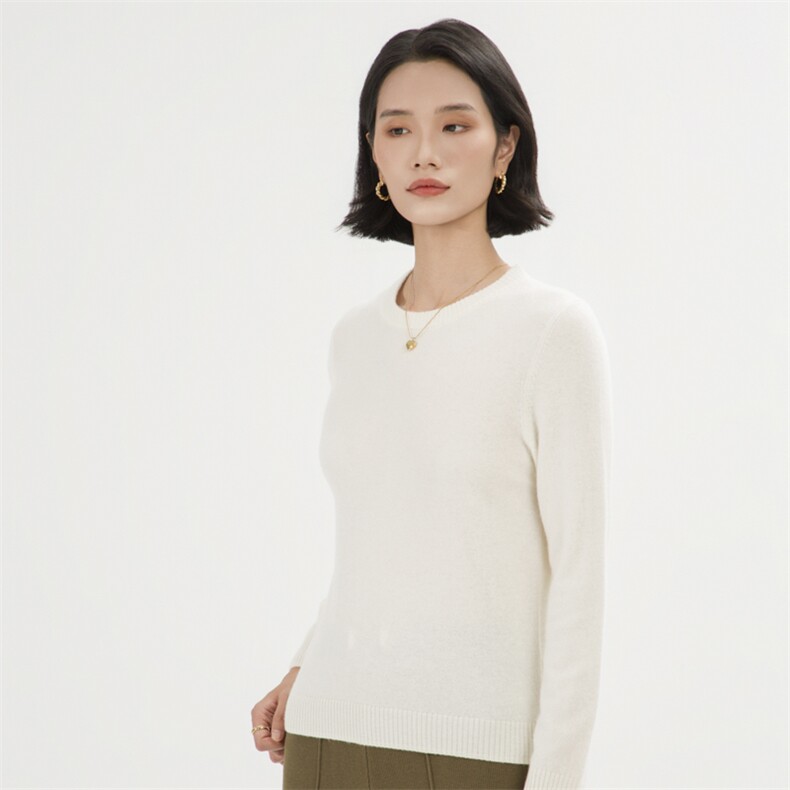 圆领羊绒衫女2024新款纯色套头针织内搭毛衣一线成衣打底衫女秋冬，女装羊绒衫，巾兮羊绒