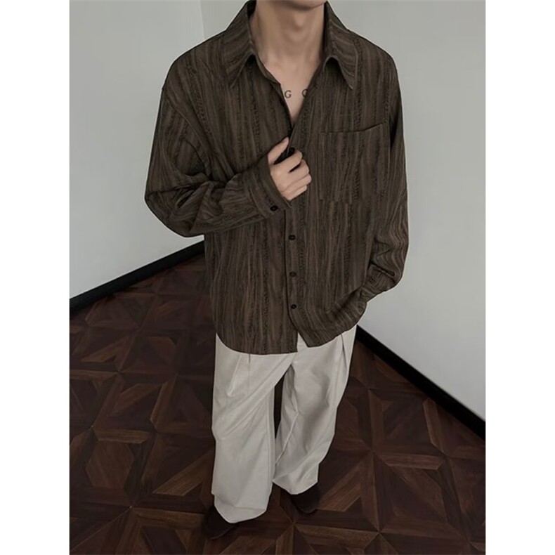 百搭新款原宿时尚日系潮流高质量扎染长袖衬衫简约流行慵懒文艺，男装衬衫，星座506A