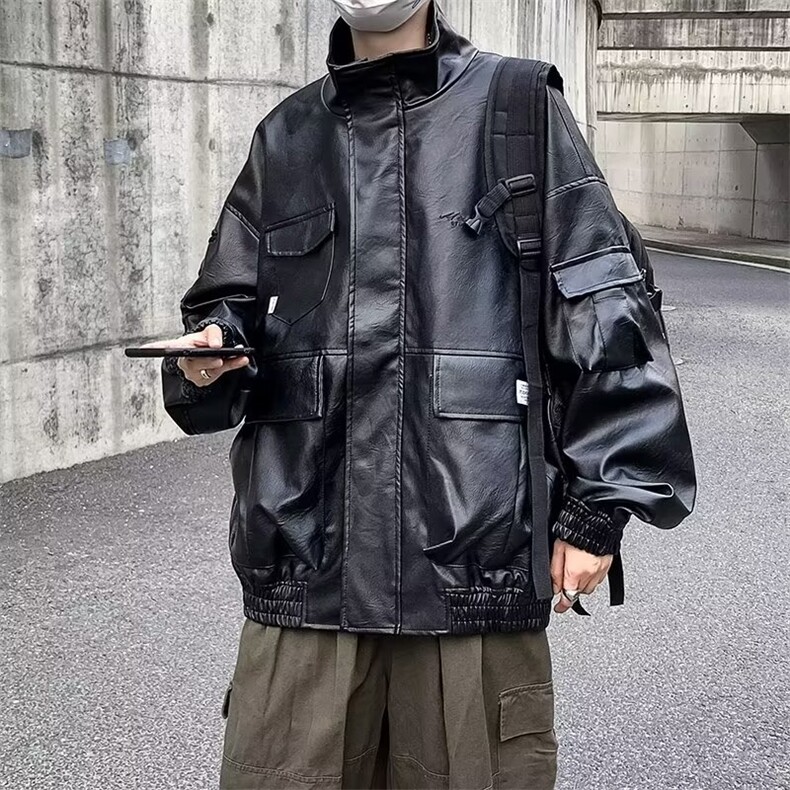 美式复古重磅高级感机车皮衣夹克外套男女潮牌飞行服Y1017P83网图,男装夹克,电商B245