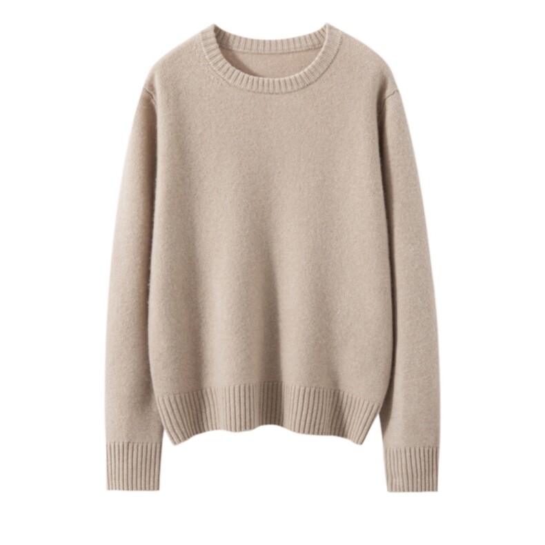 七针双股加厚紧密螺纹圆领，女装针织衫/毛衣，旭日羊绒