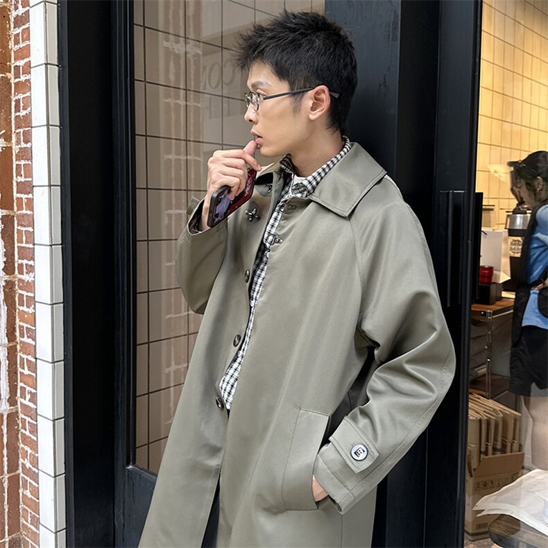 轻熟高端中长款宽松韩版大衣外套风衣男A236-FY5055-P100,男装风衣,电商A236