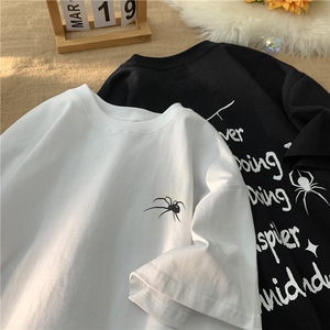 夏季新款高街短袖蜘蛛印花T恤平铺 M~5XL XZ604-DT218-P25控39图片