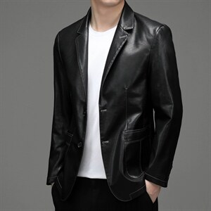BH1819钱塘2020-2秋冬季新款厚款中年男士休闲百搭西服皮衣P135图片