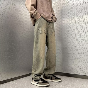 1977牛仔裤男秋冬季美式高街潮牌复古直筒宽松痞帅裤子NK393-P40图片