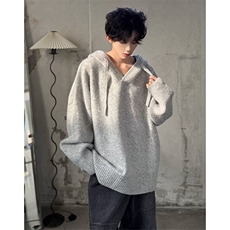 996-P55男装黑色时尚套头连帽毛衣2025年秋季新款男士重磅高端，男装针织衫/毛衣，电商B323A