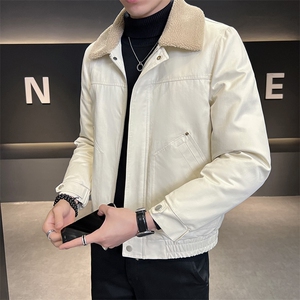 冬季新款羽绒服短款夹克羊羔毛领羽绒服标80绒带报告-8802图片