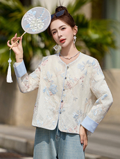 新中式国风刺绣蕾丝短外套女春秋季高级感洋气显瘦小个子气质上衣，女装短外套，布芭啦