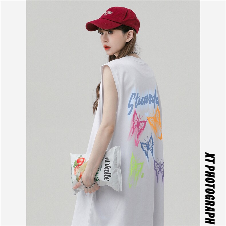 中性风新款夏季时尚百搭宽松蝴蝶印花纯棉短袖T恤DT65009P25控38,男装T恤,电商A268