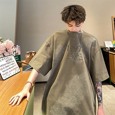 休闲扎染刺绣潮流短袖T桖港风文艺百搭痞帅上衣HY322TP35控58，男装T恤，电商A102B
