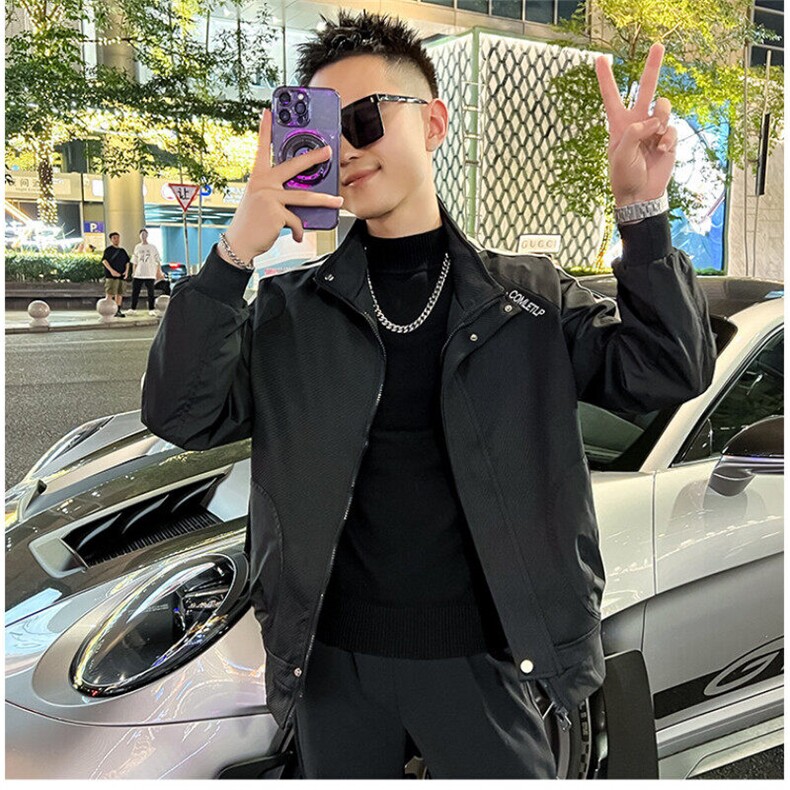 春秋新款男士夹克三条杠潮流上衣夹克外套,男装夹克,星座1013
