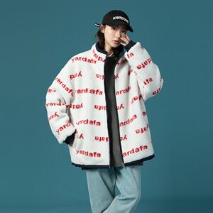 703-Y253 冬季高品质印花时尚羊羔毛拼色外套双面穿棉衣图片