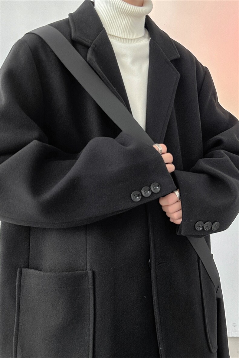 N6169/P95加棉P105冬季新开叉呢料毛呢西服男宽松外套上衣呢大衣,男装西服,电商A141
