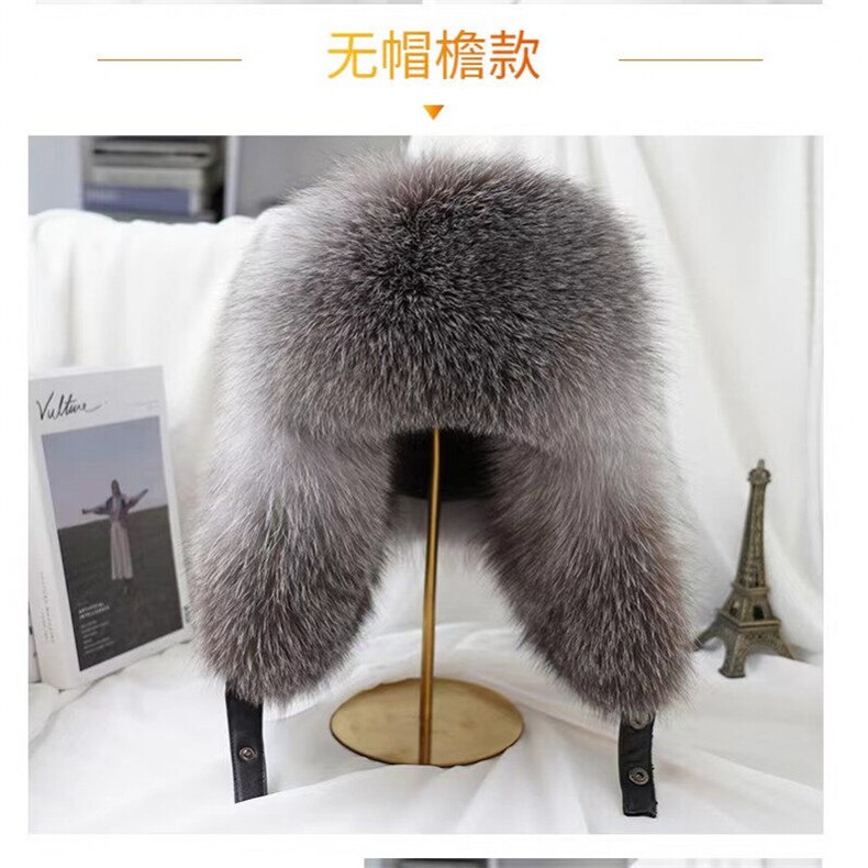 2024真狐狸毛雷锋帽男士貉子毛冬天保暖皮草风雪棉帽子冬季,饰品帽子,星座613